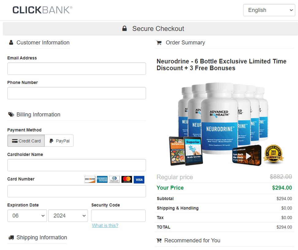 Neurodrine Checkout